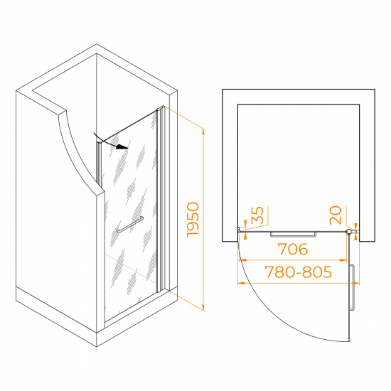 Душевая дверь в нишу RGW Passage PA-103 80x195 стекло прозрачное, профиль хром