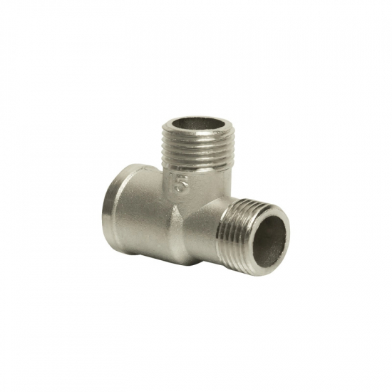 Тройник резьбовой VRT 1/2" x 1/2" x 1/2" вн.-нар.-нар. 15 мм, никель