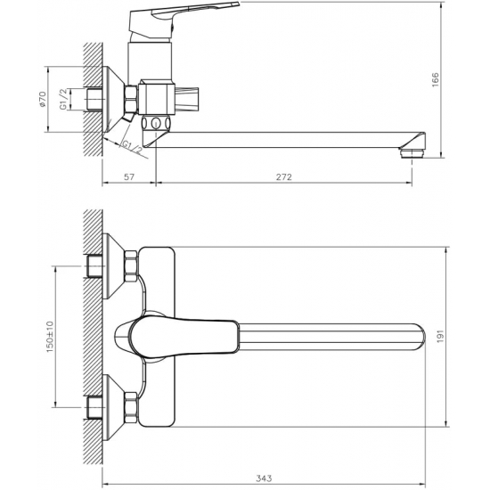 Смеситель для ванны DECOROOM DR23043 хром