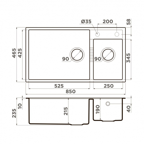 Мойка для кухни OMOIKIRI Tedori 85-2-U 1.5 чаши 850х465 мм, leningrad grey