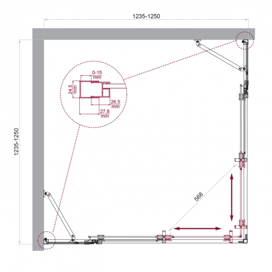 Душевой уголок BelBagno LUCE-A-22-100+25-C-Cr стекло прозрачное, профиль хром