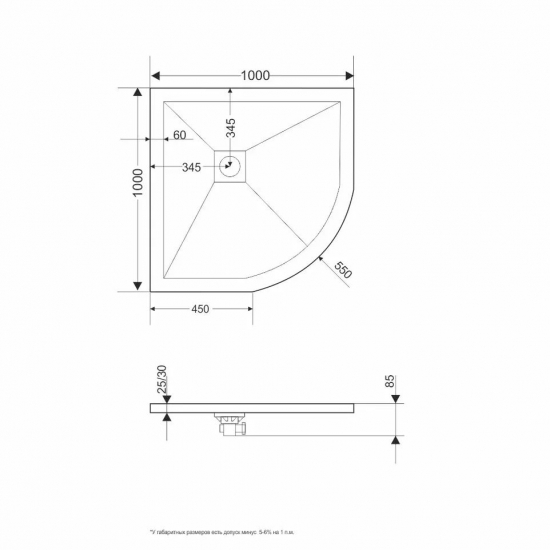 Душевой поддон RGW Stone Tray ST/R-G 100x100 искусственный камень, графит