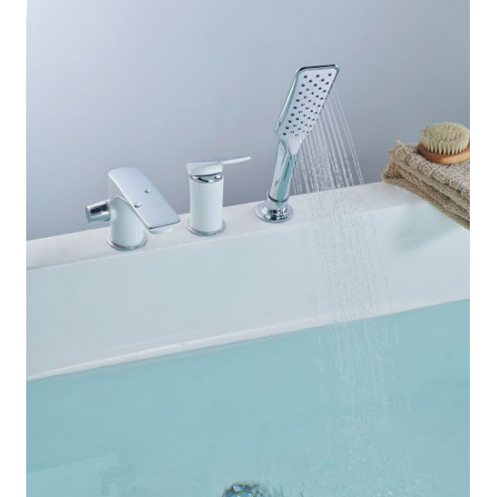 Смеситель на борт ванны LEMARK Allegro LM5945CW на 3 отверстия хром/белый