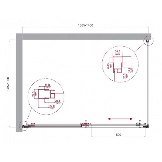 Душевой уголок BelBagno LUCE-AH-1-140/100-C-Cr стекло прозрачное, профиль хром