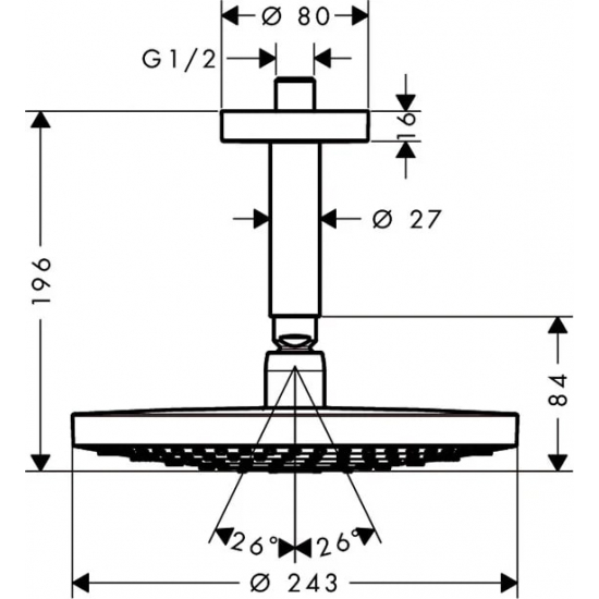 Верхний душ HANSGROHE Raindance Select S 240 2jet 26467400