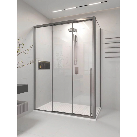 Душевой уголок VECONI Premium Prato 300 SP GR-L 110x80 левый, стекло прозрачное, профиль графит