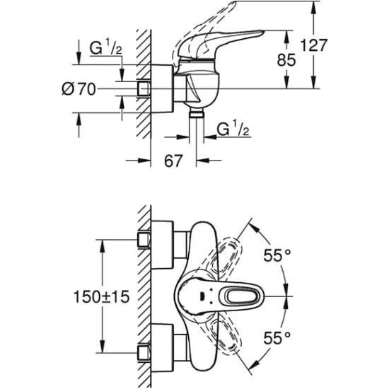 Смеситель для душа GROHE Eurostyle New 33590LS3 белая луна