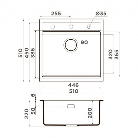 Мойка для кухни OMOIKIRI Kitagawa 51 510х510 мм керамика, leningrad grey