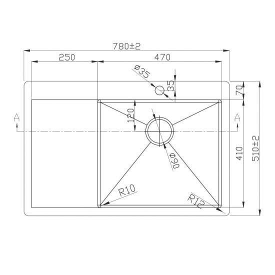 Мойка для кухни врезная MELANA D7851HB-R правая с крылом 780х510х200 т 3,0 графит