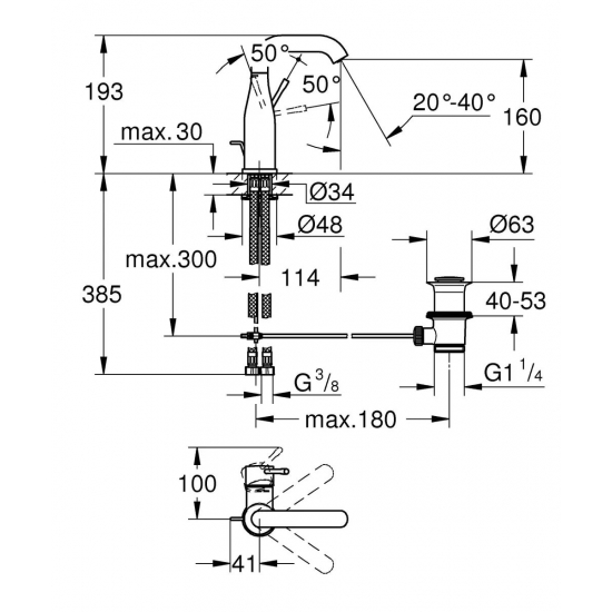 Смеситель для раковины GROHE Essence+ 23462001