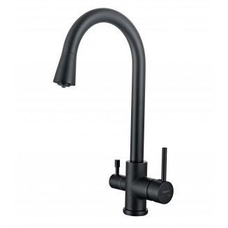 Смеситель для кухни AQUATEK Вега AQ1085MB с краном для питьевой воды, матовый чёрный