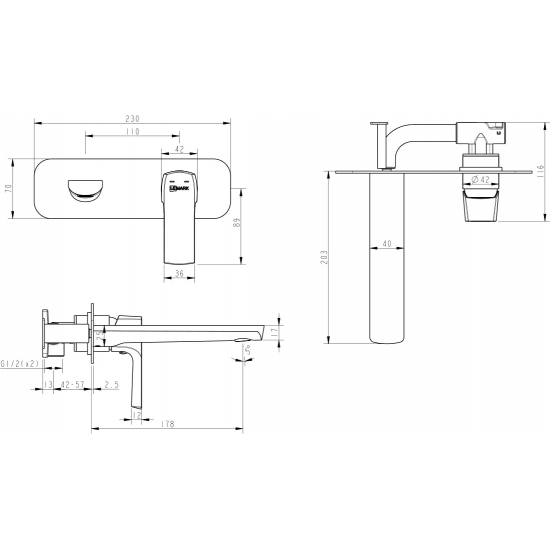 Смеситель для раковины LEMARK Ursus LM7226BL С ВНУТРЕННЕЙ ЧАСТЬЮ чёрный