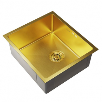 Мойка для кухни врезная подстольная MIXLINE PRO 50Х44 (3,0) с сифоном золото