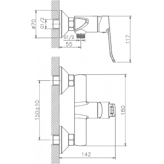 Гигиенический душ HAIBA HB55556 со смесителем, хром