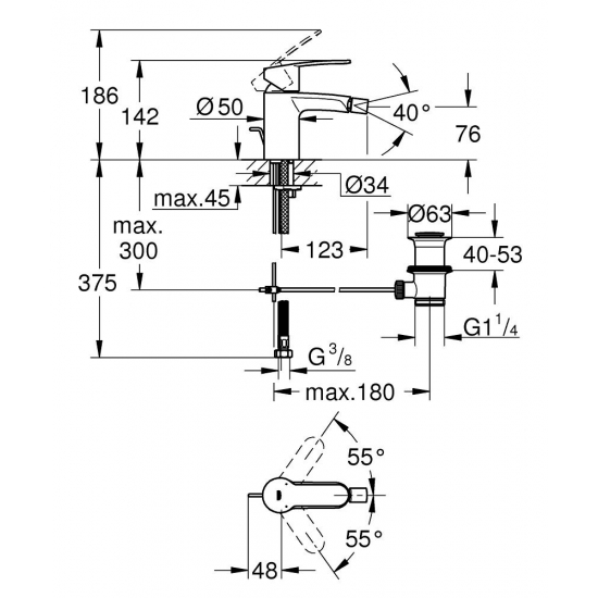 Смеситель для биде GROHE Eurostyle 33565002