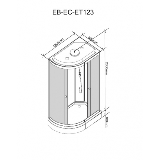Душевая кабина PARLY Bianco Эконом EB123R 120x80x210 с низким поддоном, R