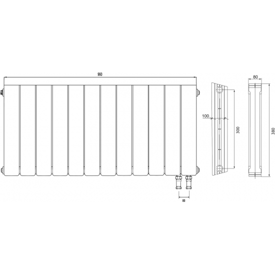 Радиатор биметаллический ROYAL THERMO Piano Forte 300 bianco traffico VDR80 12 секций, белый