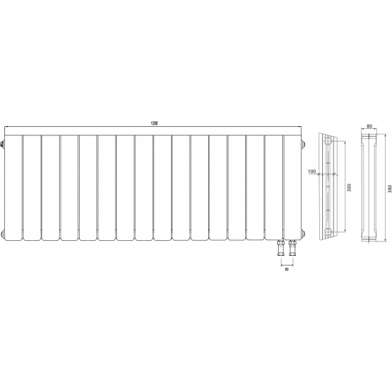 Радиатор биметаллический ROYAL THERMO Piano Forte 300 bianco traffico VDR80 16 секций, белый