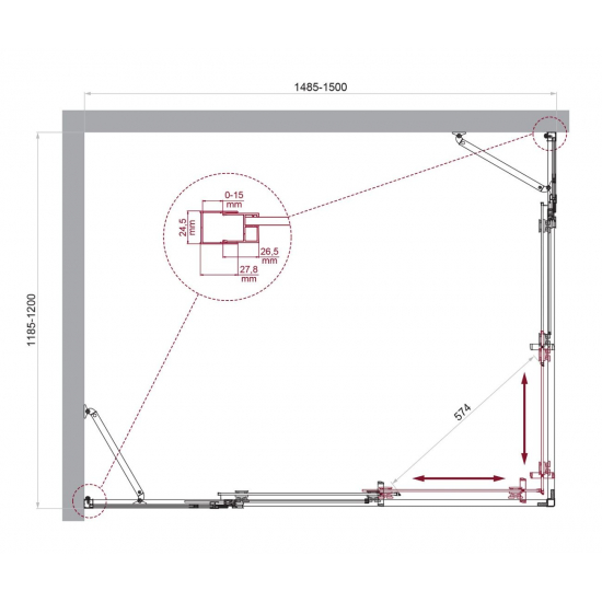 Душевой уголок BelBagno LUCE-AH-22-150/120-C-Cr стекло прозрачное, профиль хром