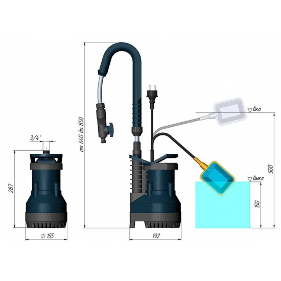 Дренажный насос UNIPUMP RAIN Q550M для чистой и грязной воды