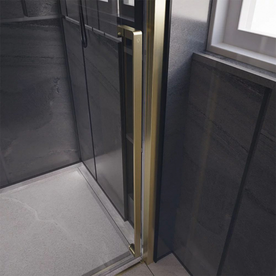 Душевая дверь в нишу VECONI Premium Trento PTD-30G 150x200 стекло прозрачное, профиль золотой