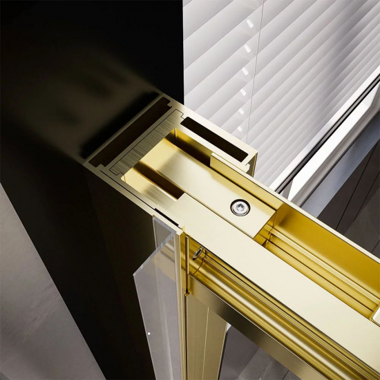 Душевая дверь в нишу VECONI Premium Trento PTD-30G 150x200 стекло прозрачное, профиль золотой