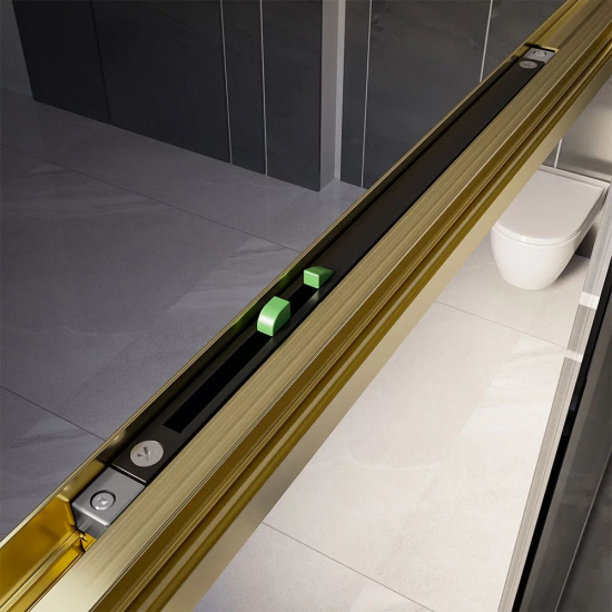 Душевая дверь в нишу VECONI Premium Trento PTD-30G 150x200 стекло прозрачное, профиль золотой