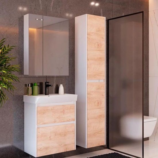 Шкаф-пенал LEMARK Combi 35, дуб кантри/белый глянец