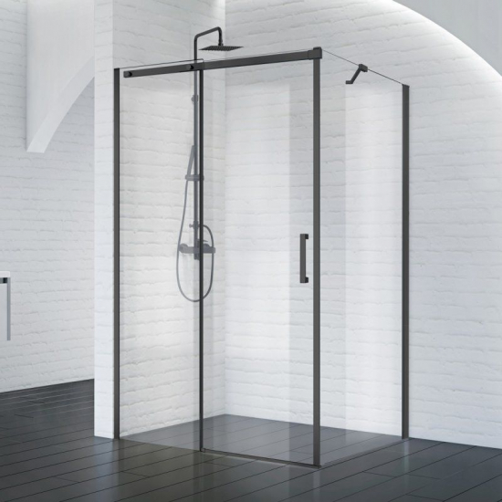 Душевой уголок BelBagno ACQUA-AH-1-140/90-C-NERO стекло прозрачное