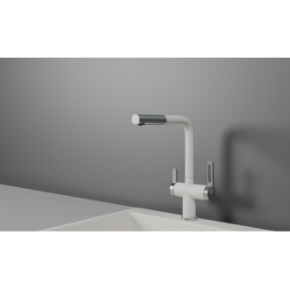 Смеситель для кухни GRANULA 8170 с вытяжным изливом, арутик белый