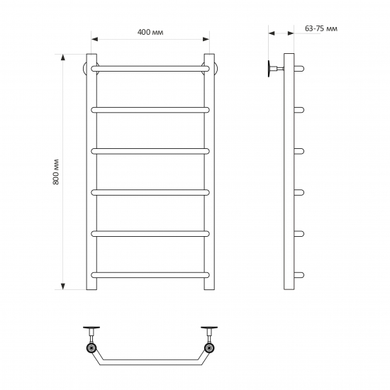 Полотенцесушитель водяной MIXLINE Mira 80х40 1/2'' трапеция, 6 перекладин