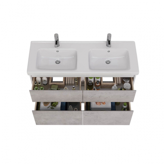 Тумба для комплекта LEMARK Combi 125, 4 ящика, бетон, под раковину Гармония 125