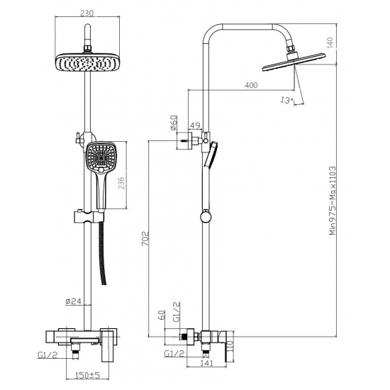 Душевая стойка RUSH Thira TR3635-50