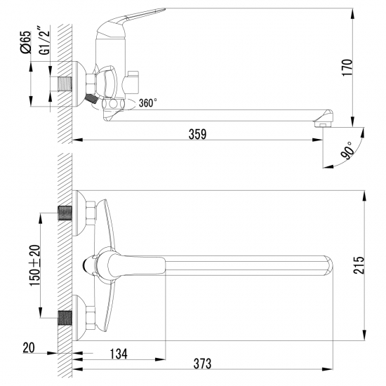 Смеситель для ванны LEMARK Plus Advance LM1251C хром