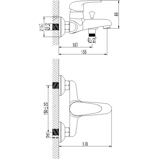 Смеситель для ванны LEMARK Pramen LM3302C