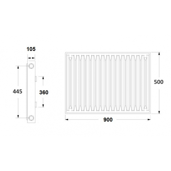 Радиатор панельный стальной OASIS тип 22  500/900 2051 Вт