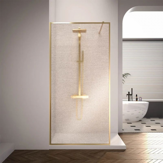 Душевая перегородка VECONI Korato KR-81GL 110x200 стекло золотое, профиль золотой
