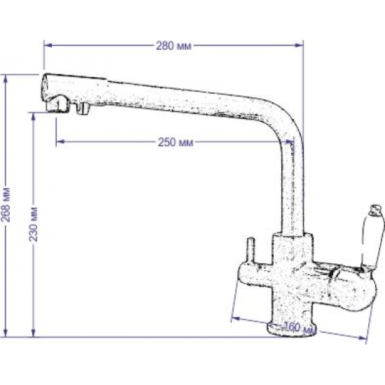 Смеситель для кухни с подключением к фильтру с питьевой водой SEAMAN Barcelone SSL-5384 Gun Light
