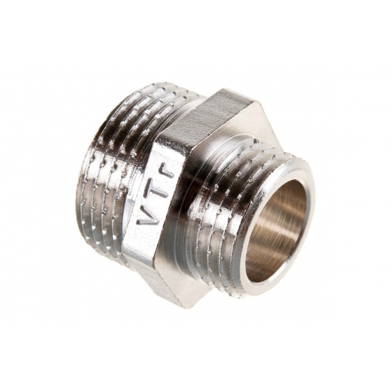 Ниппель резьбовой переходной VALTEC 3/4" х 1/2" латунный 20-15 мм VTr.580.N.0504