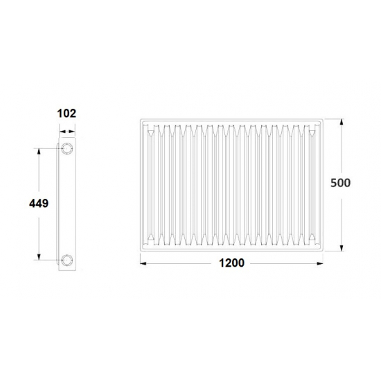 Радиатор панельный стальной LEMAX тип 22 500/1200 2718 Вт