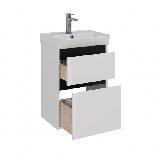 Тумба для комплекта LEMARK Combi 50, 2 ящика, белая, под раковину Neon 50