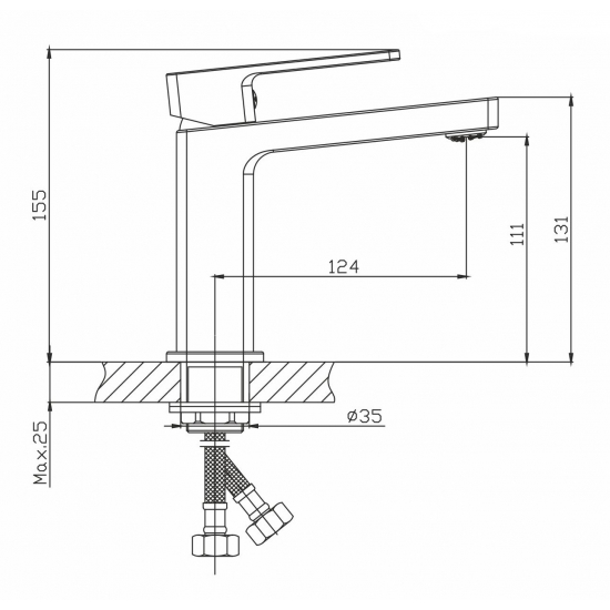 Смеситель для раковины MIXLINE Plus Solo Black ML34-04, чёрный
