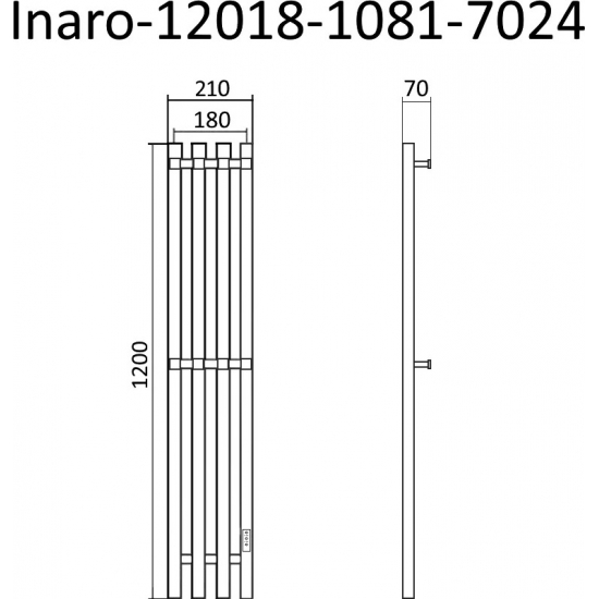 Полотенцесушитель электрический МАРГРОИД Inaro профильный Inaro-120х18, графитовый серый