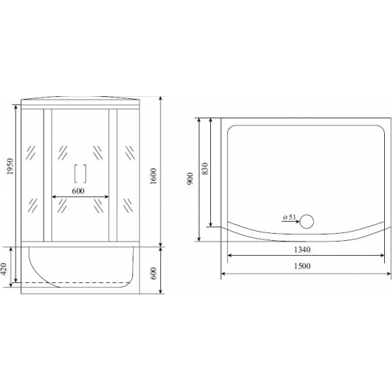 Душевой бокс TIMO Lux T-7750 New 150x90x220 