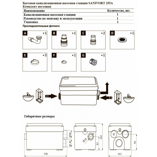 Канализационный насос UNIPUMP SANIVORT 255А