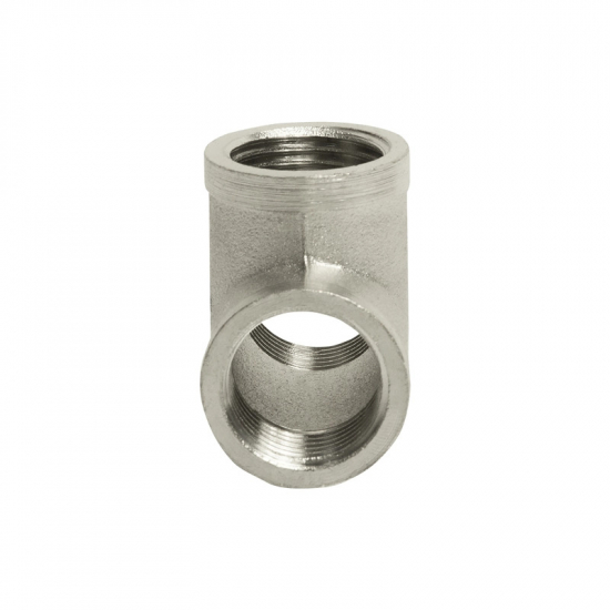 Тройник резьбовой VRT 1/2" x 1/2" x 1/2" вн.-вн.-вн. 15 мм, никель