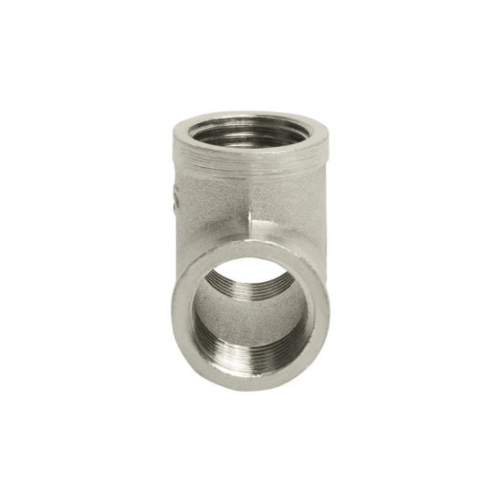 Тройник резьбовой VRT 1/2" x 1/2" x 1/2" вн.-вн.-вн. 15 мм, никель