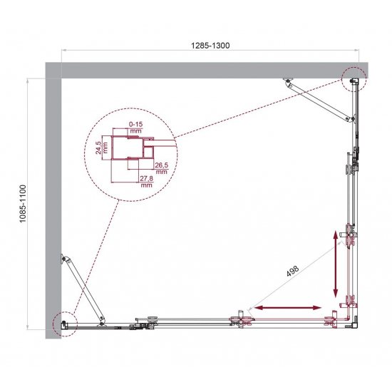 Душевой уголок BelBagno LUCE-AH-22-130/110-C-Cr стекло прозрачное, профиль хром