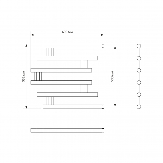 Полотенцесушитель водяной MIXLINE Simple PM4 50х60 1''