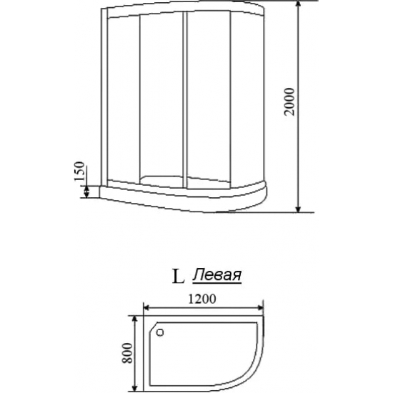 Душевой уголок TIMO BY-549 120x80x200 L стекло прозрачное, профиль хром с поддоном